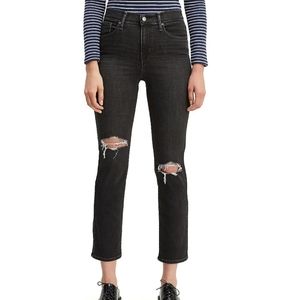 Levi's 724 high rise straight black jeans